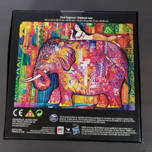 BNIB Sealed 500 Piece Intense “Pink Elephant” Puzzle 18”x 24” (2018) Hasbro MB - Picture 4 of 5